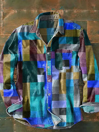 Franz | Herren Langarm Patchwork Hemd in Blau