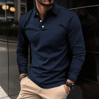 Frederik | Herren Langarm-Poloshirt in Marineblau