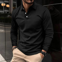 Frederik | Herren Langarm-Poloshirt in Schwarz