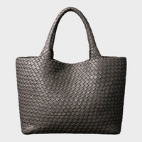 Zandra | Damen Hochwertige Geflochtene Leder Schultertasche in Grau