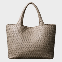 Zandra | Damen Hochwertige Geflochtene Leder Schultertasche in Khaki