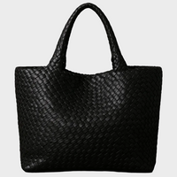 Zandra | Damen Hochwertige Geflochtene Leder Schultertasche in Schwarz