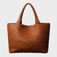 Zandra | Damen Hochwertige Geflochtene Leder Schultertasche in Braun