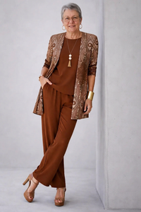 Glenna | Elegantes 3-teiliges Casual-Set in Braun