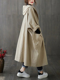 Frieda | Langer Kapuzen-Trenchcoat in Oversized-Passform in Beige