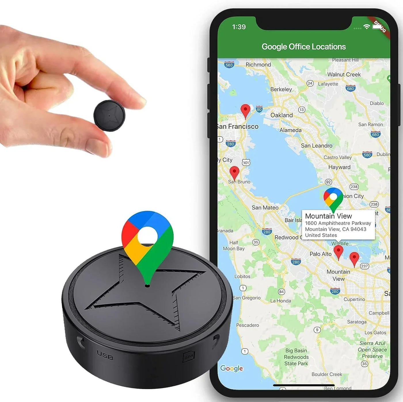 GPS Tracker Magnetisch Kompakt – Echtzeit-Ortung für Fahrzeuge, Haustiere & Wertsachen – USB aufladbar