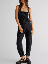 Greta | Bequeme Denim Latzhose in Schwarz