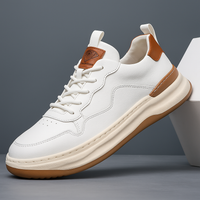 Grove | Herren gearbeitete Leder Sneaker Schnürschuhe in Weiß