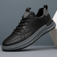 Grove | Herren gearbeitete Leder Sneaker Schnürschuhe in Schwarz