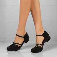Hazel | Wildleder Tanzschuhe mit Blockabsatz in Schwarz