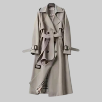Helga | Langer Trenchcoat mit Gürtel in Grau