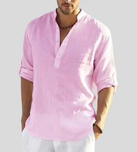 Arone | Herren Hemd Langarm | Weiß in Rosa