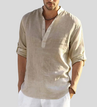 Arone | Herren Hemd Langarm | Weiß in Beige