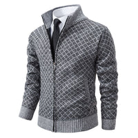 Hendrik | Herren stilvolle Strickjacke mit Zipper in Hellgrau