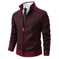 Hendrik | Herren stilvolle Strickjacke mit Zipper in Weinrot