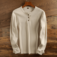 Torsten | Herren Casual Waffelstrick Henleyshirt in Creme