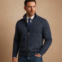 Frank | Herren Strick Reissverschluss Pullover in Blau