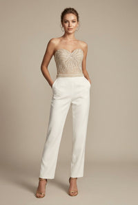 Hazel | Herzausschnitt Trägerlos Jumpsuit in Weiß
