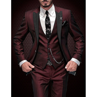 Delfin | Herren Anzug Komplett Set | Hochzeit Outfit in Burgunderrot