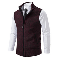 Diego | Strickjacke Herren | Schwarz in Burgunderrot