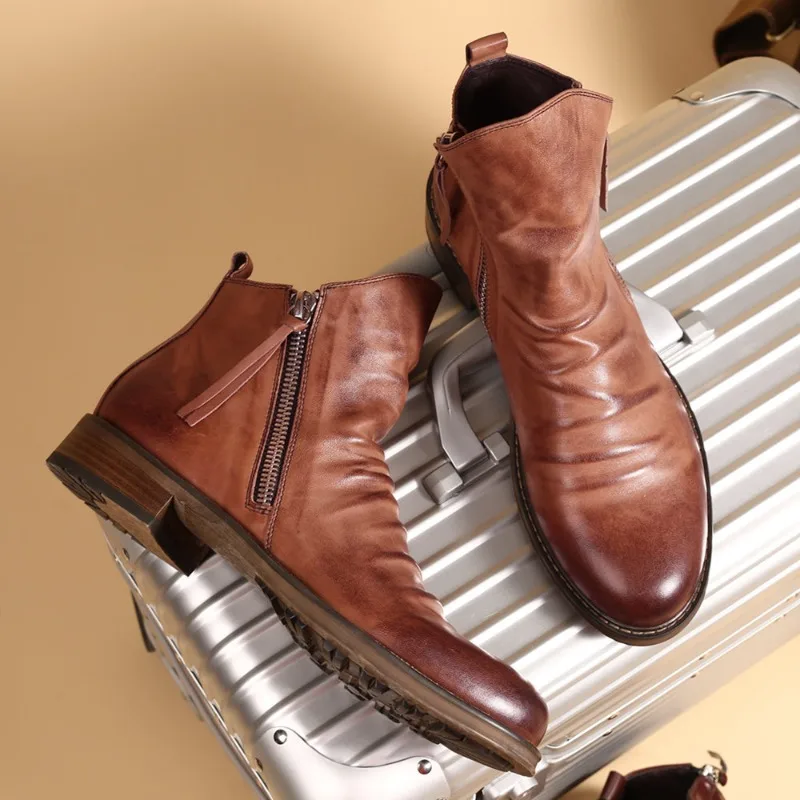 Gernot | Herren Braun Stiefeletten | mit Reißverschluss