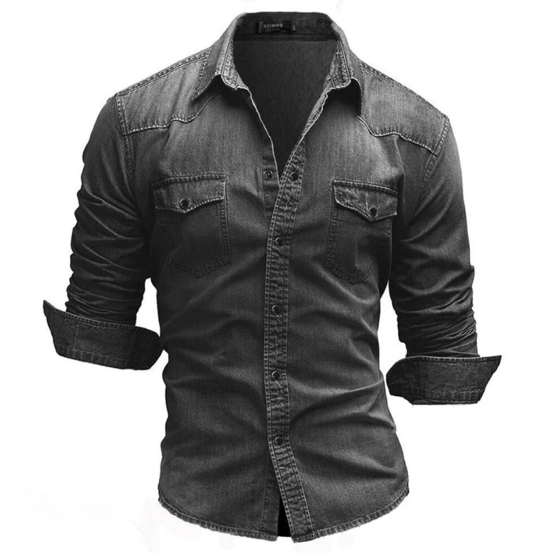 Herren bequemes Jeanshemd | Langarm