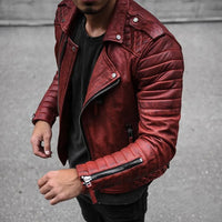 Roan | Herren Biker Jacke | Braun in Rot