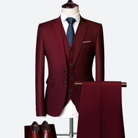 Thomas | Herren Hochzeit Anzug | mit Weste in Maroon