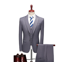 Thomas | Herren Hochzeit Anzug | mit Weste in Grau