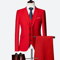 Thomas | Herren Hochzeit Anzug | mit Weste in Rot