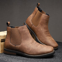Matthias | Herren Chelsea Mens Boots Slip-on Stiefeletten Kunstleder in Kastanienbraun