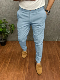 Wulfgar | Herren Chino Hose | Beige Stoffhose in Himmelblau