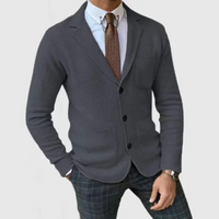 Joshua | Herren Freizeit Sakko | Strickjacke in Dunkelgrau