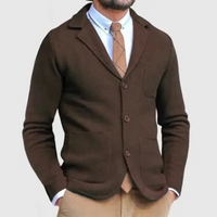 Joshua | Herren Freizeit Sakko | Strickjacke in Dunkelbraun