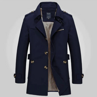 Leopold | Herren Winter Trenchcoat | Warme in Dunkelblau
