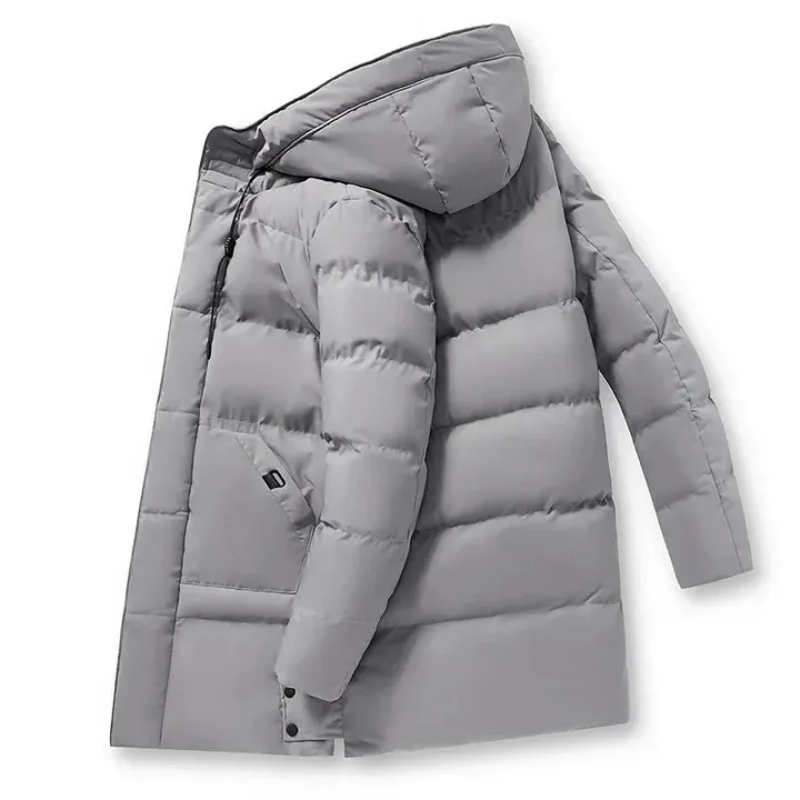 Herren elegante Winterjacke mit Kapuze | Langer