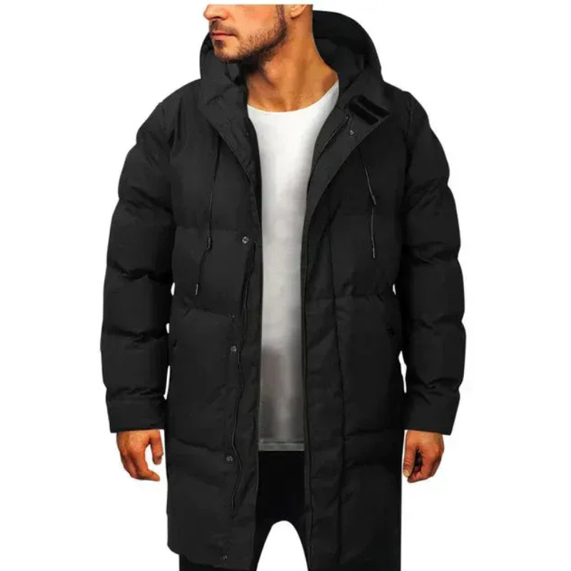 Herren elegante Winterjacke mit Kapuze | Langer