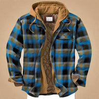 Herren Flanell-Winterjacke - Emanuel in Blau / Khaki