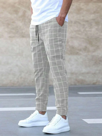 Marco | Herren Chino Hose | Kariert in Hellgrau