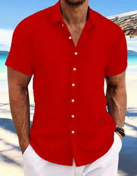 Robbie | Herren Freizeithemd | Kurzarm in Rot