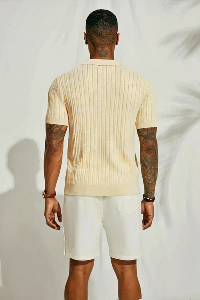 Herren gestricktes Urlaubshemd | Kurzarm