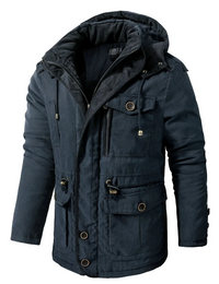 Kilian | Herren Winterjacke mit Kapuze | Wasserdichte Mantel in Blau