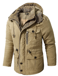 Kilian | Herren Winterjacke mit Kapuze | Wasserdichte Mantel in Beige