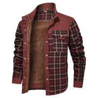Falk | Herren Karierte Winterjacke | Mantel in Rot 1