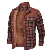 Falk | Herren Karierte Winterjacke | Mantel in Rot 2
