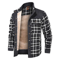 Falk | Herren Karierte Winterjacke | Mantel in Schwarz/Weiß