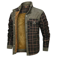 Falk | Herren Karierte Winterjacke | Mantel in Grün/Braun