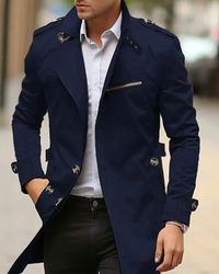 Yanik | Herren Lange Trenchcoat | Windbreaker in Dunkelblau