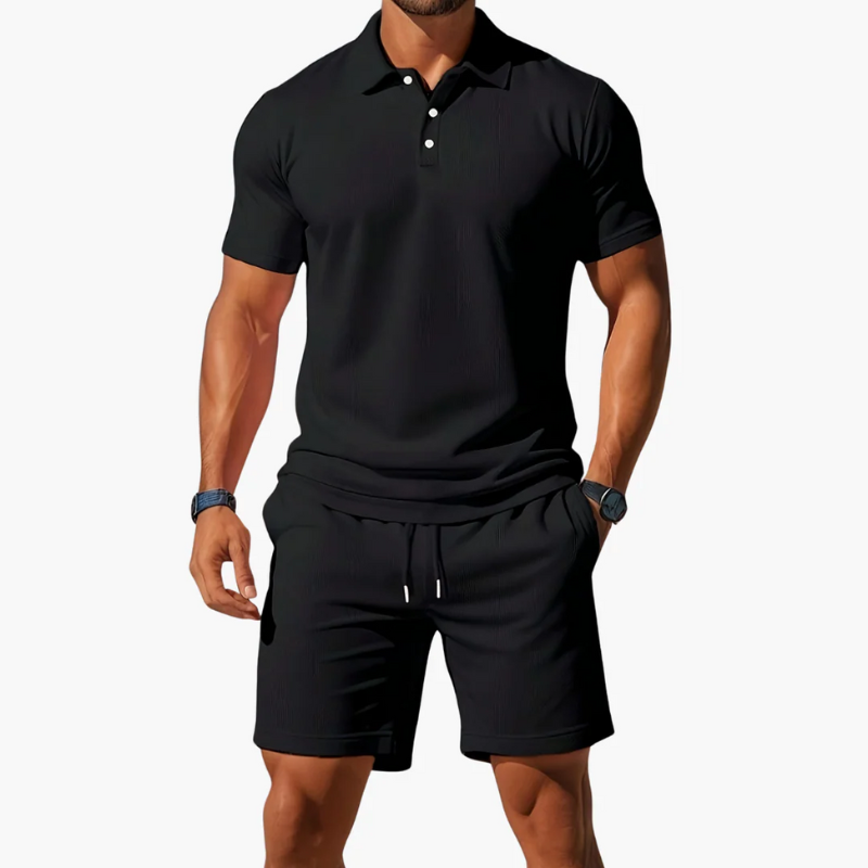 Herren klassisches Poloshirt- und Shorts-Set | Twin