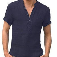 Rico | Herren Kurzarm Hemd | Sommer in Marineblau